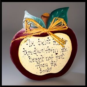 Handmade Wooden Apple Plaque 1997 | Teacher Gift Rustic Farmhouse Decor